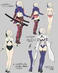 【FGO】こやまひろかずさんの水着武蔵ちゃん設定画！！　背中側はこういうデザインなのかのサムネイル画像