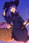 【FGO】魔女っ子桜イラスト！！　箒にしがみついてるミニライダーさん可愛いwのサムネイル画像