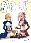【FGO】聖杯うどんをする武蔵＆セイバーさん！！　「これが聖杯うどん。興味深いですね」のサムネイル画像