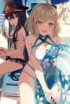 【FGO】水着のノッブ＆沖田さん！！　マジ夫婦なんだよなぁ！！のサムネイル画像