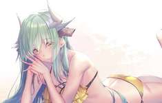 【FGO】ビキニで寝そべる清姫様イラスト！！　美しすぎます//////のサムネイル画像