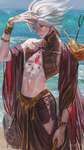 【FGO】水着カルナさんイラスト！！　セクシーすぎるんだよなぁ！！のサムネイル画像