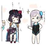 【FGO】水着の北斎ちゃん＆武蔵ちゃん！！　後ろの沖田さん草のサムネイル画像